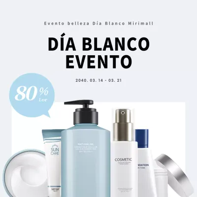 Ahorra en cosméticos de belleza de día blanco, limpios y sencillos
