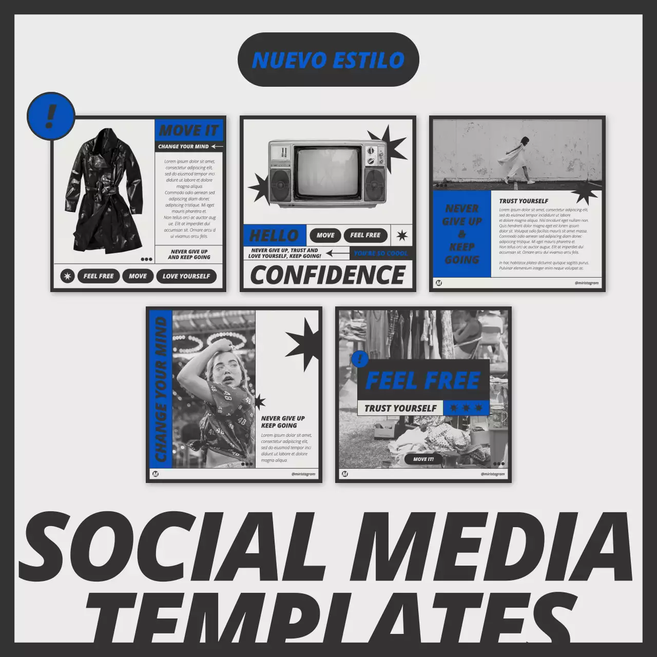 Un moderno paquete de diseño conceptual en azul y negro