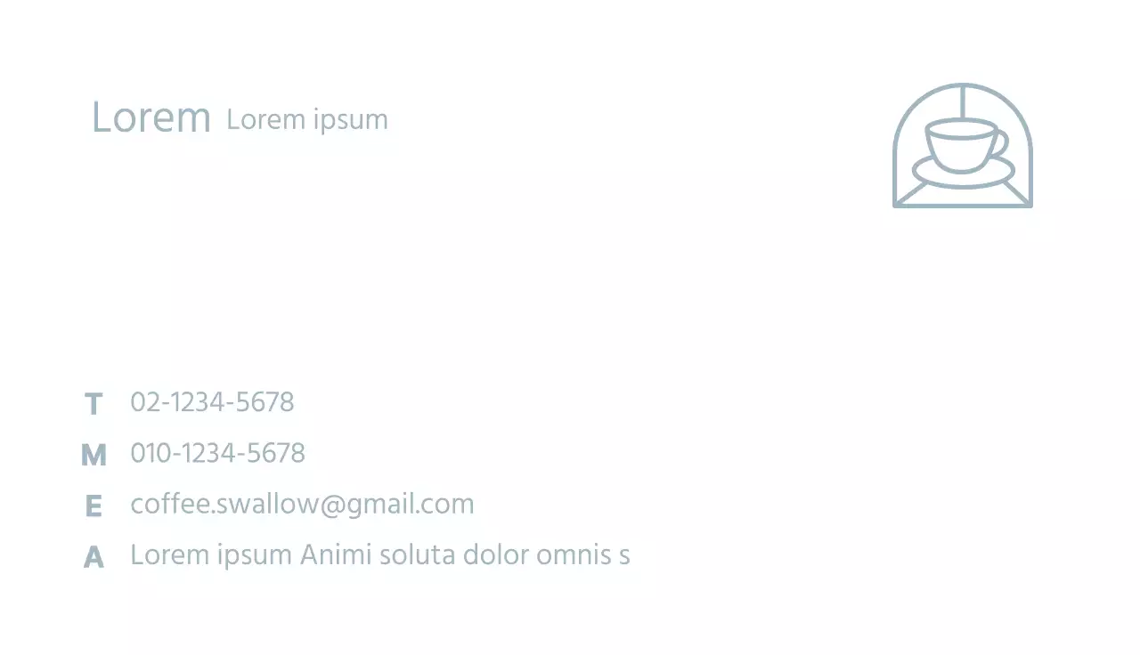 Azul claro pastel simple tarjeta de visita icono de café para una cafetería