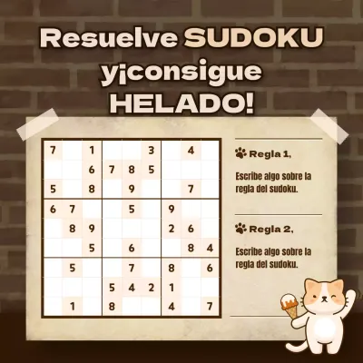 Simpático juego de Sudoku en marrón y azul claro