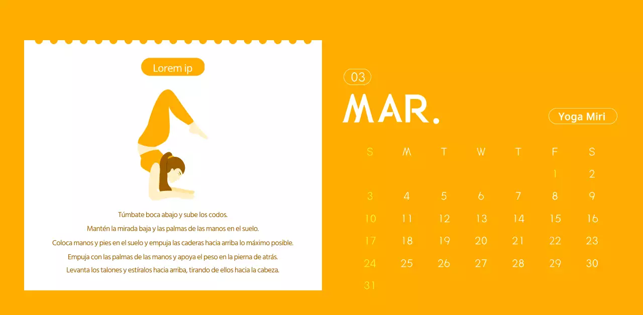 Calendarios naranjas para regalar cuando promocione su estudio de yoga