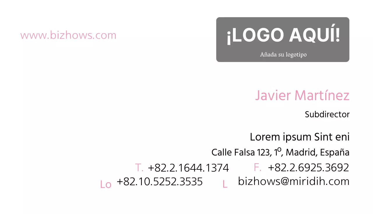 Tarjeta de visita simpleBlanco