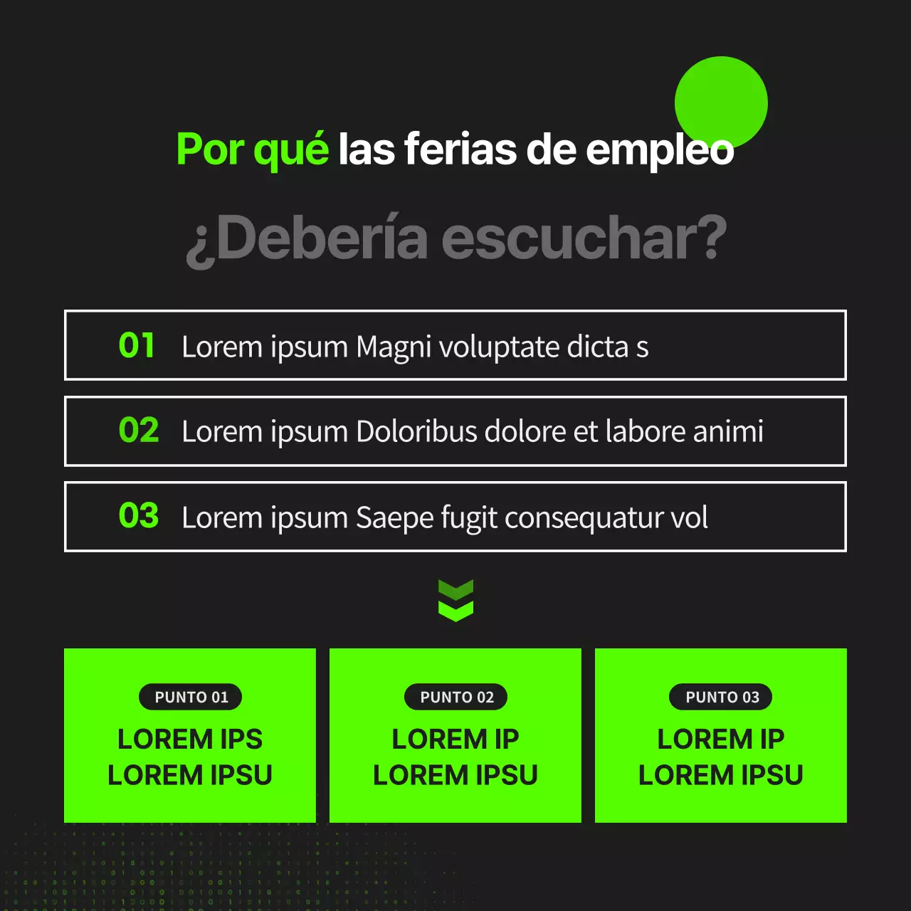 Ofertas de empleo en línea en negro y colores fluorescentes