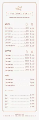 Una guía del menú del café con un concepto de marco emocional