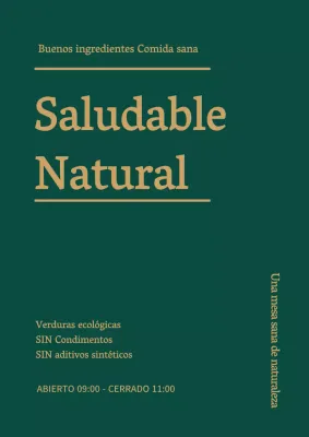 Promueva la creación de comidas saludables con texto limpio en verde y dorado
