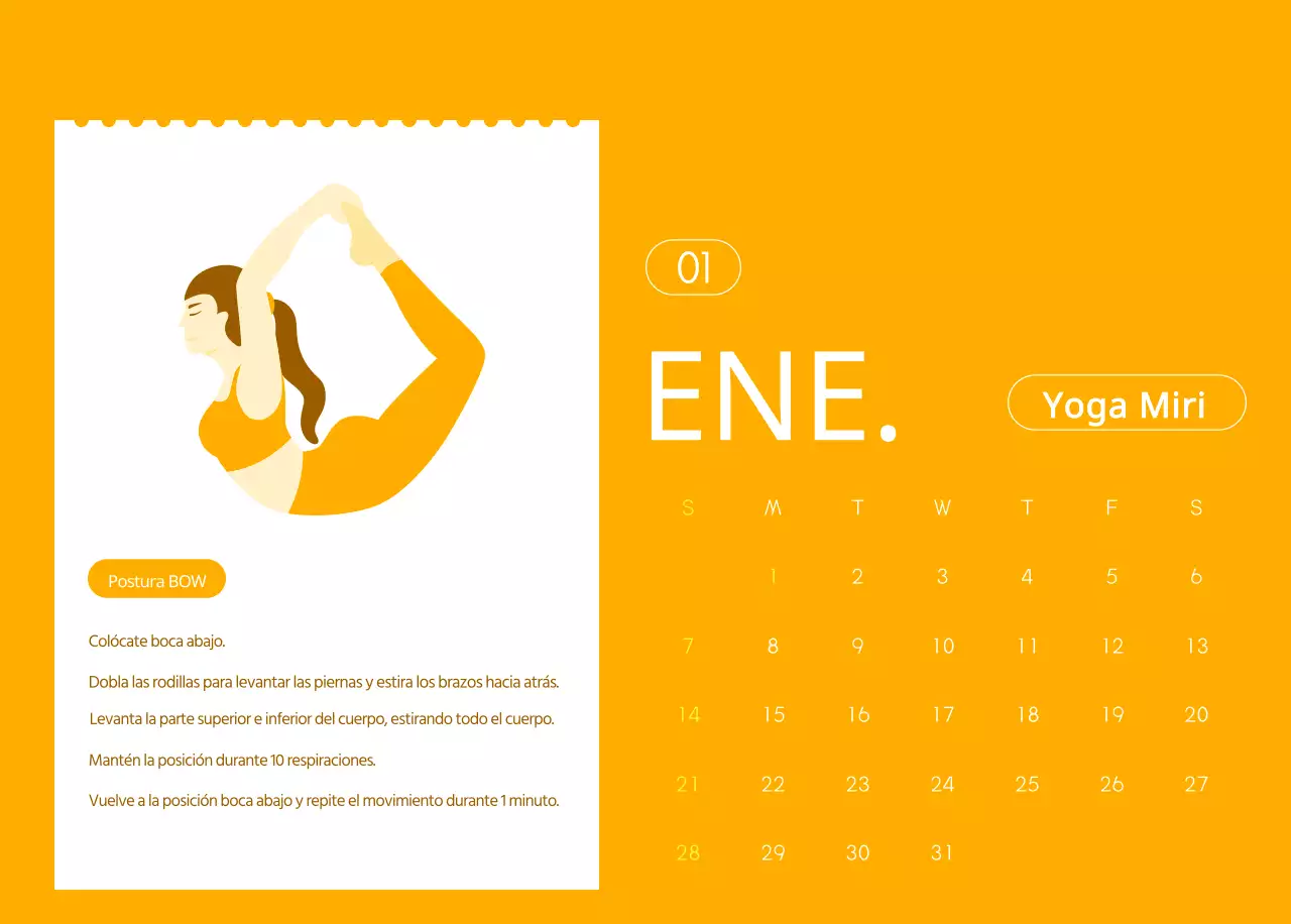 Calendarios naranjas para regalar cuando promocione su estudio de yoga