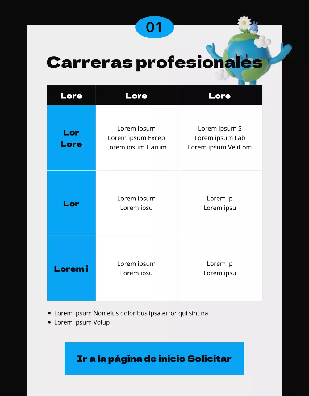 Azul y negro, concepto de folleto sencillo y limpio para la contratación de becarios