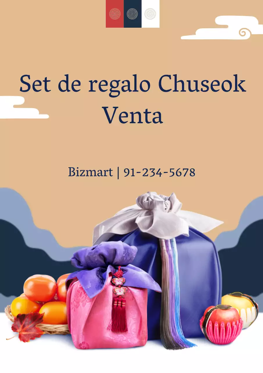 Rebajas de Nochevieja con fotos de lujosas cajas de regalo en beige y azul marino