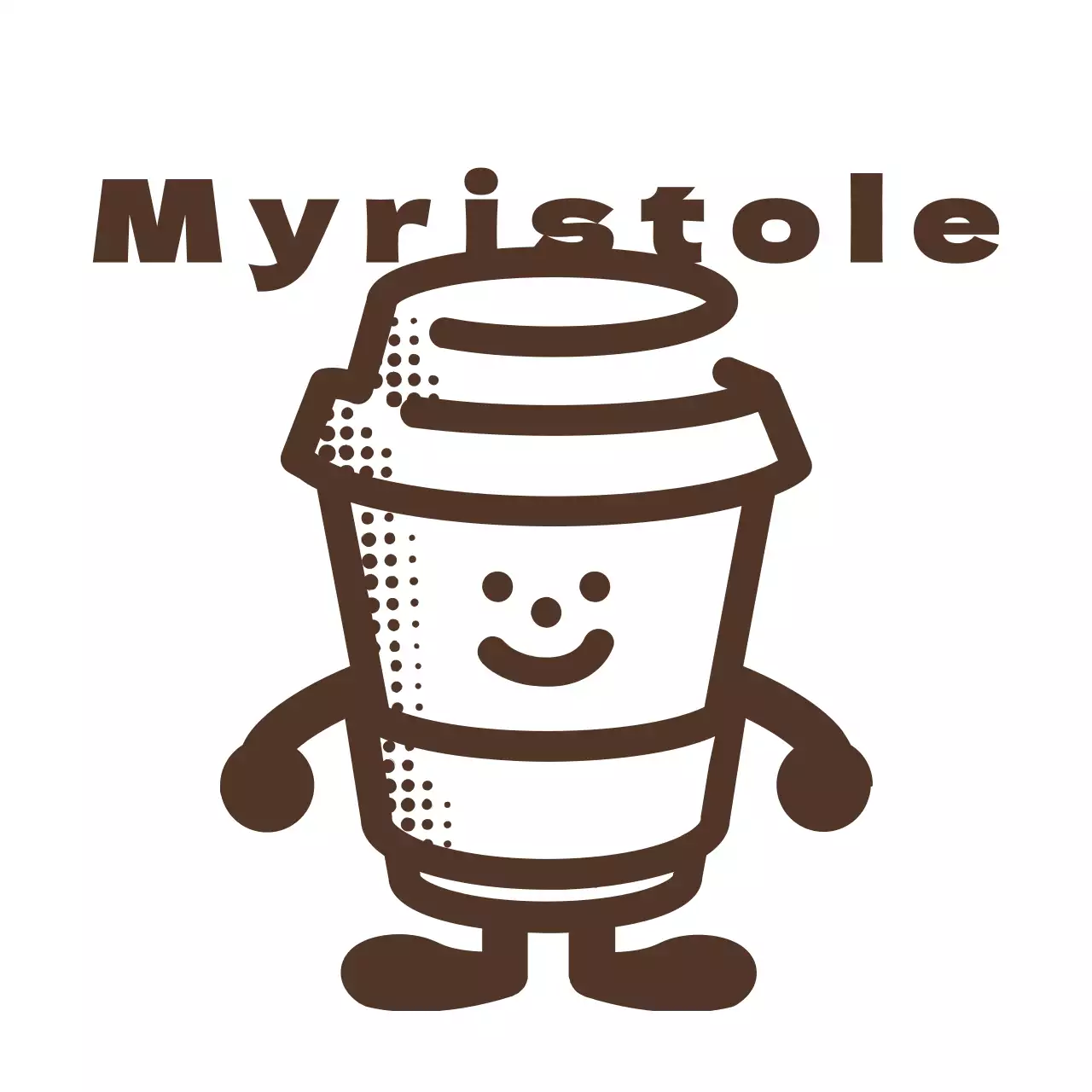 Logotipo de un simpático personaje de cafetería en marrón neutro