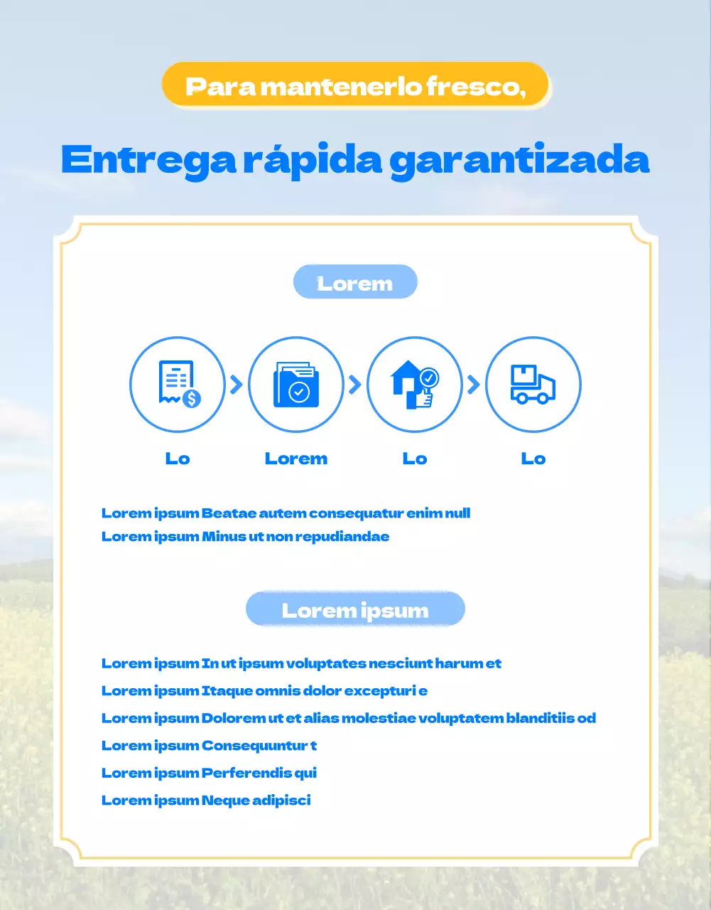 Guía de una granja de coliflores con una simpática ilustración azul y verde