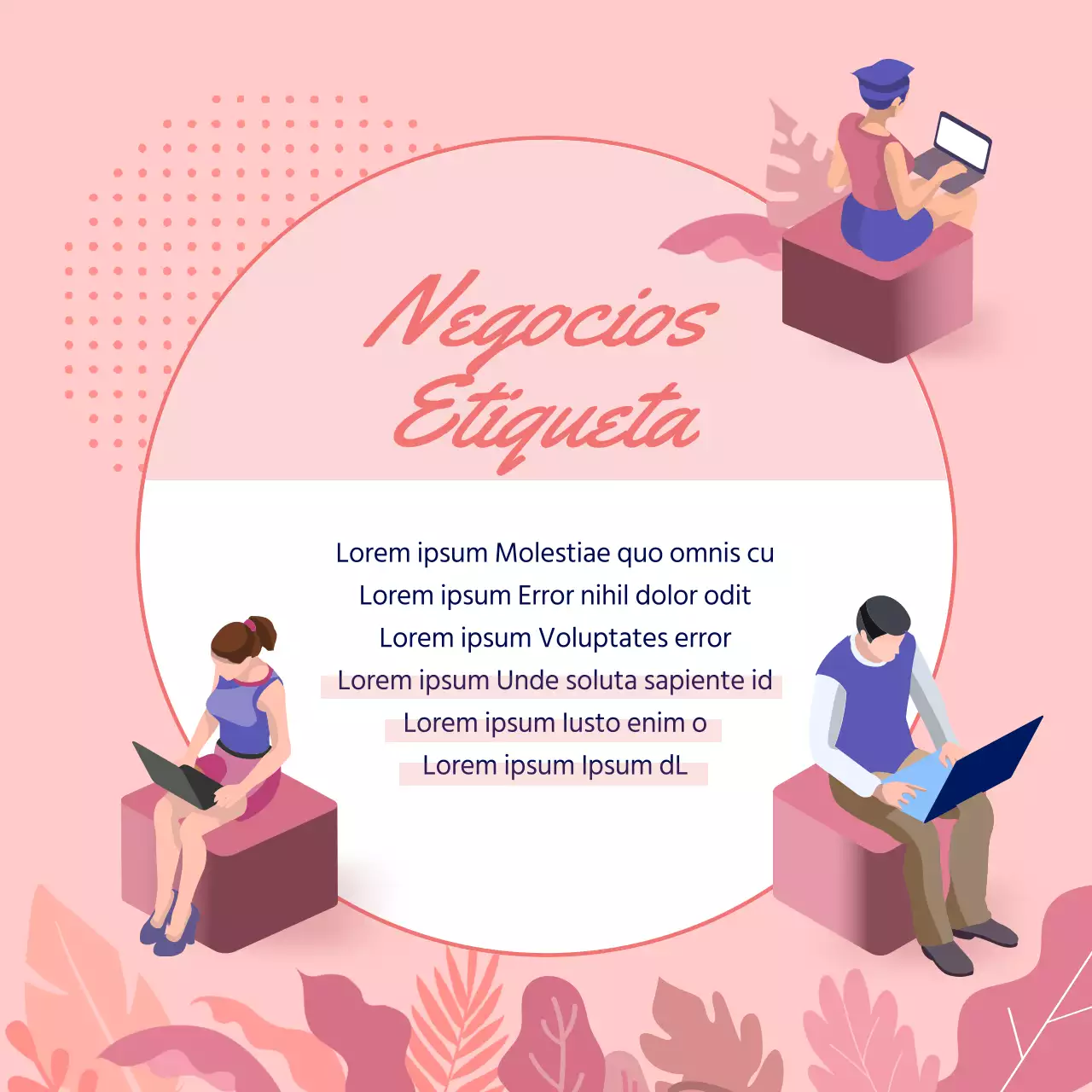 Etiqueta empresarial sin contacto rosa y azul