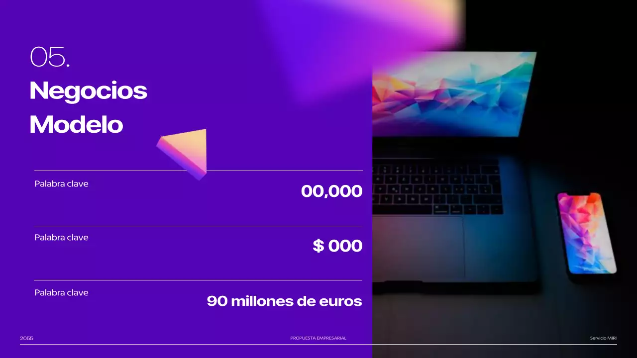 Pitch deck de imágenes en degradado de formas 3D de color púrpura