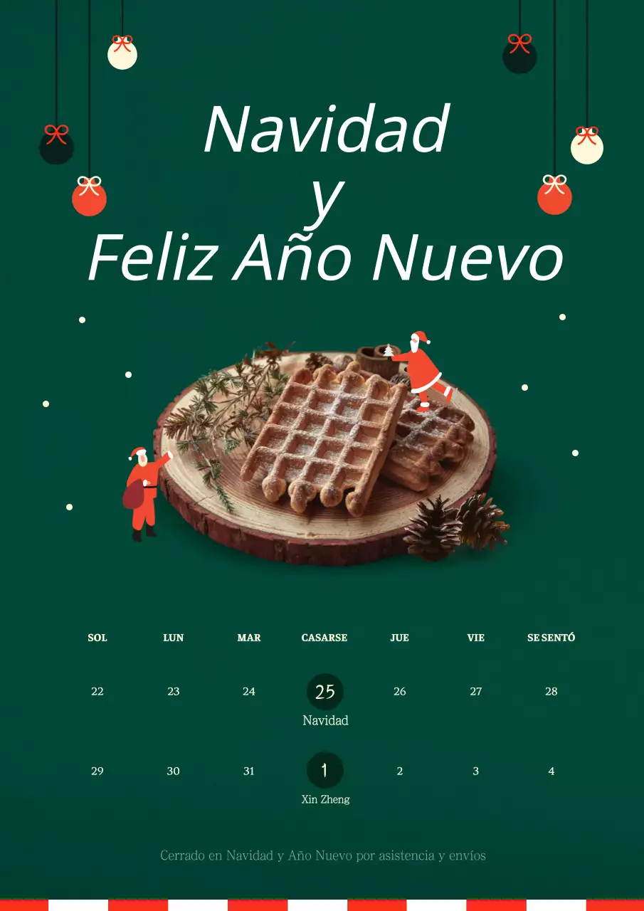 Bonitos cierres de Navidad con adornos navideños verdes y de peluche
