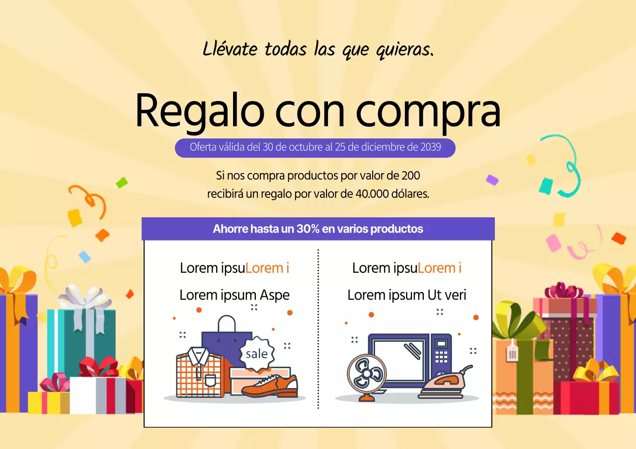 Cheque regalo para la compra de productos