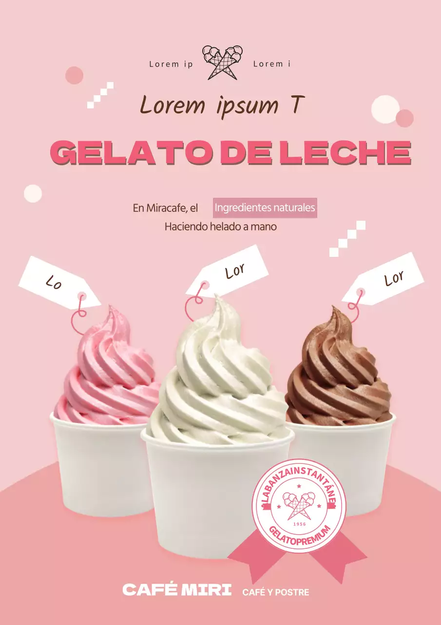 Resaltar las fotos rosas para promocionar los helados limpios