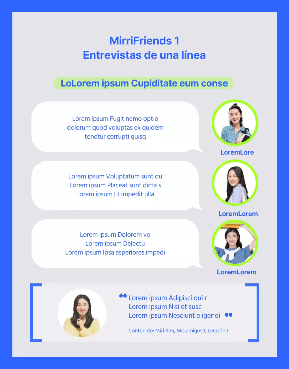 Detalles del anuncio a los aficionados en una viva combinación de colores azul y verde