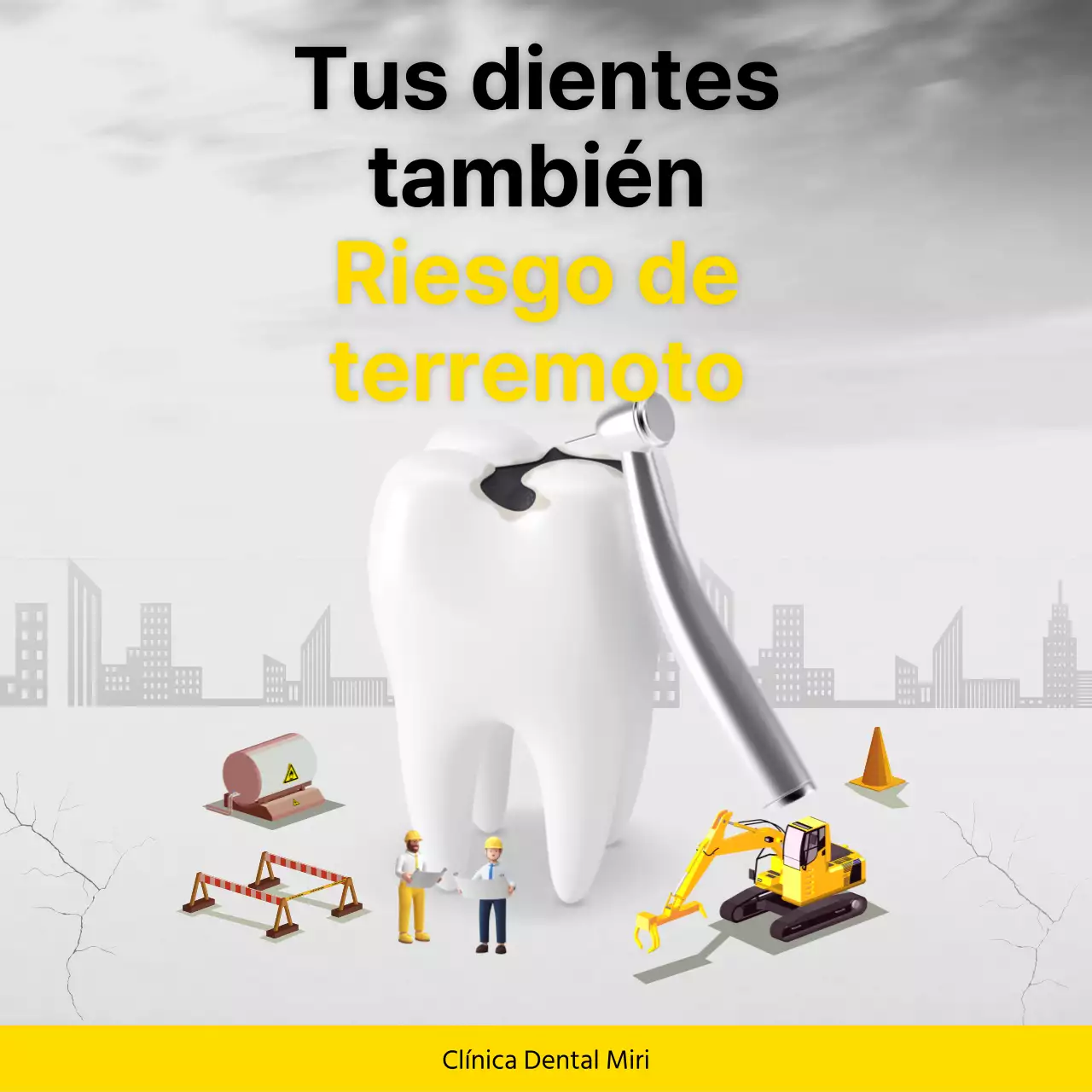 Promocione una clínica dental moderna en amarillo y gris