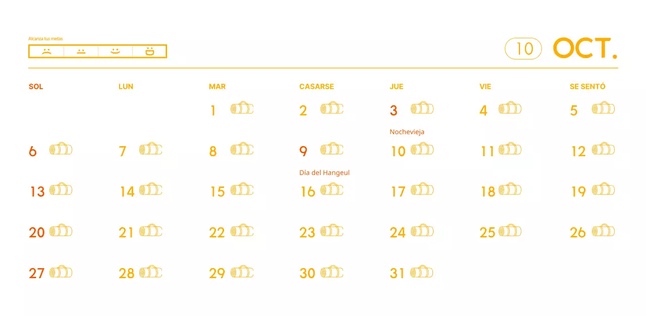 Calendarios naranjas para regalar cuando promocione su estudio de yoga