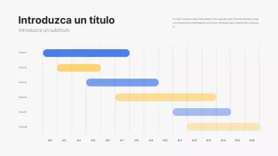 Diagrama de Gantt conceptual limpio en azul y amarillo