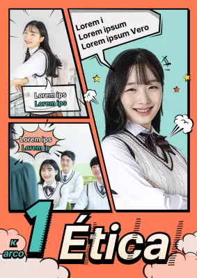 Concepto de dibujo animado dividido entre naranja y verde