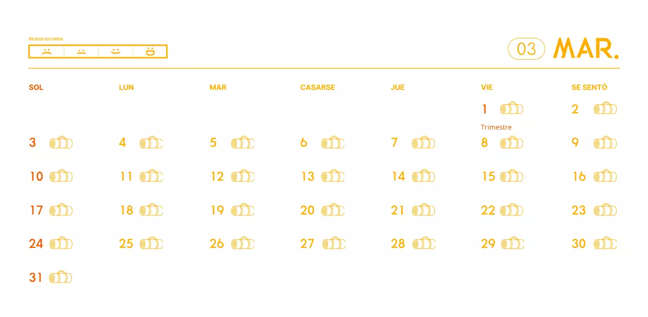 Calendarios naranjas para regalar cuando promocione su estudio de yoga