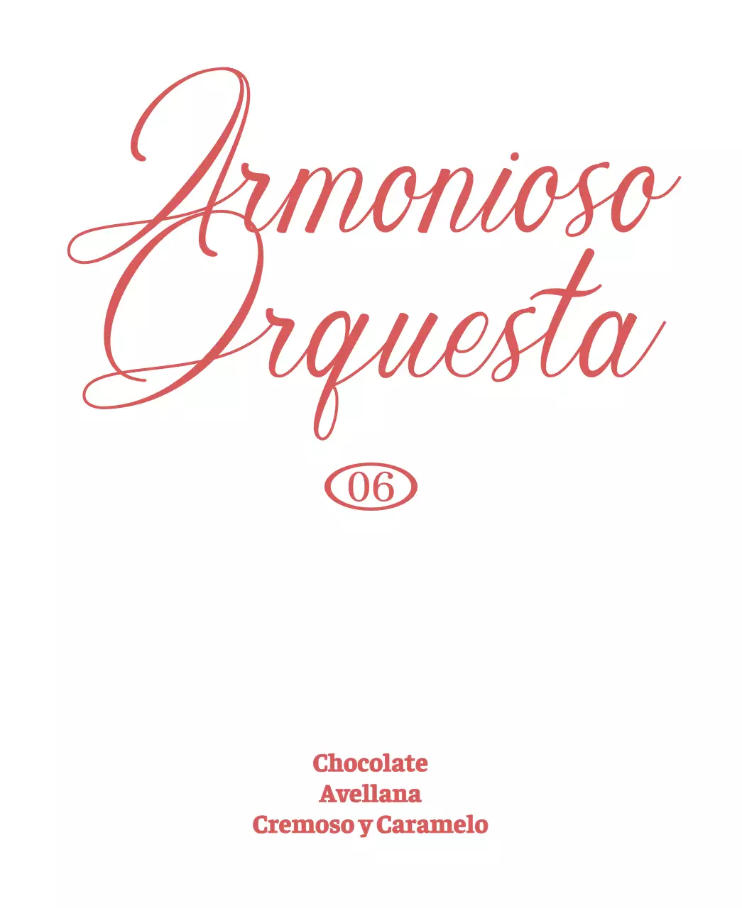 Café por goteo con detalles en cursiva roja y blanca