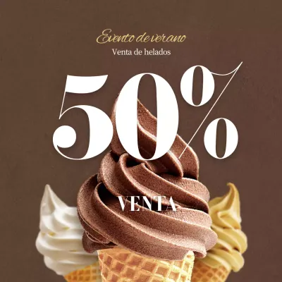 Banner de venta de helados de verano en marrón