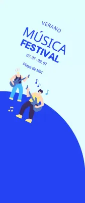 Promociona un festival con una ilustración azul y fresca de un artista