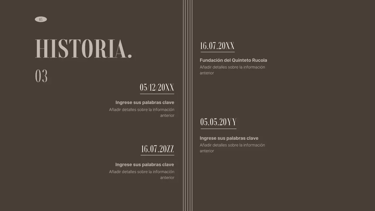 Cartera de organizaciones de artes escénicas en tonos marrones y apagados