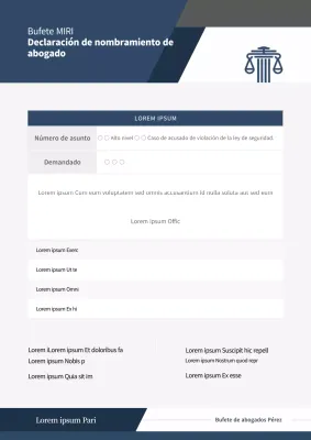 Declaración simple de nombramiento de abogado en azul marino y gris (modelo de documento)