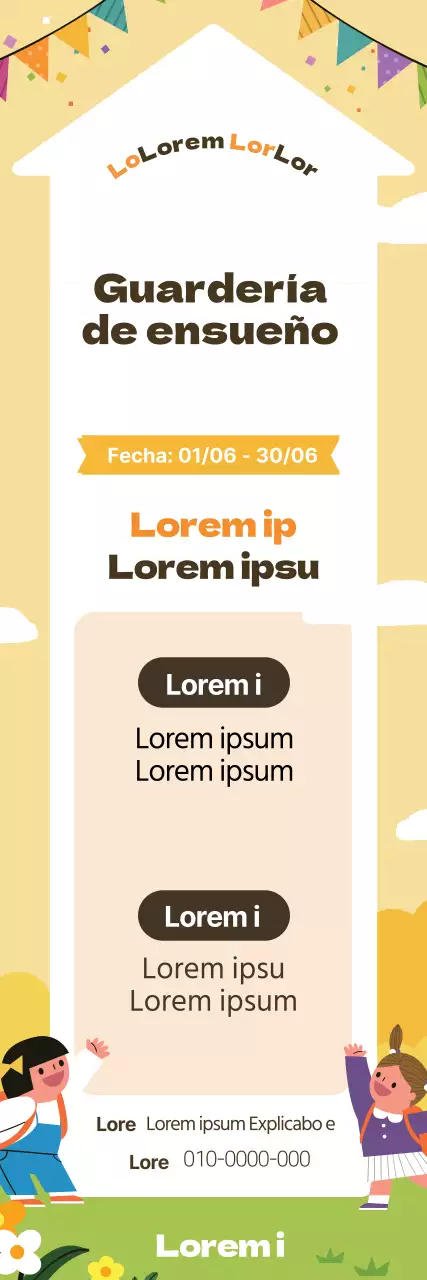 Amarillo ilustración lindo jardín de infantes promoción de la contratación