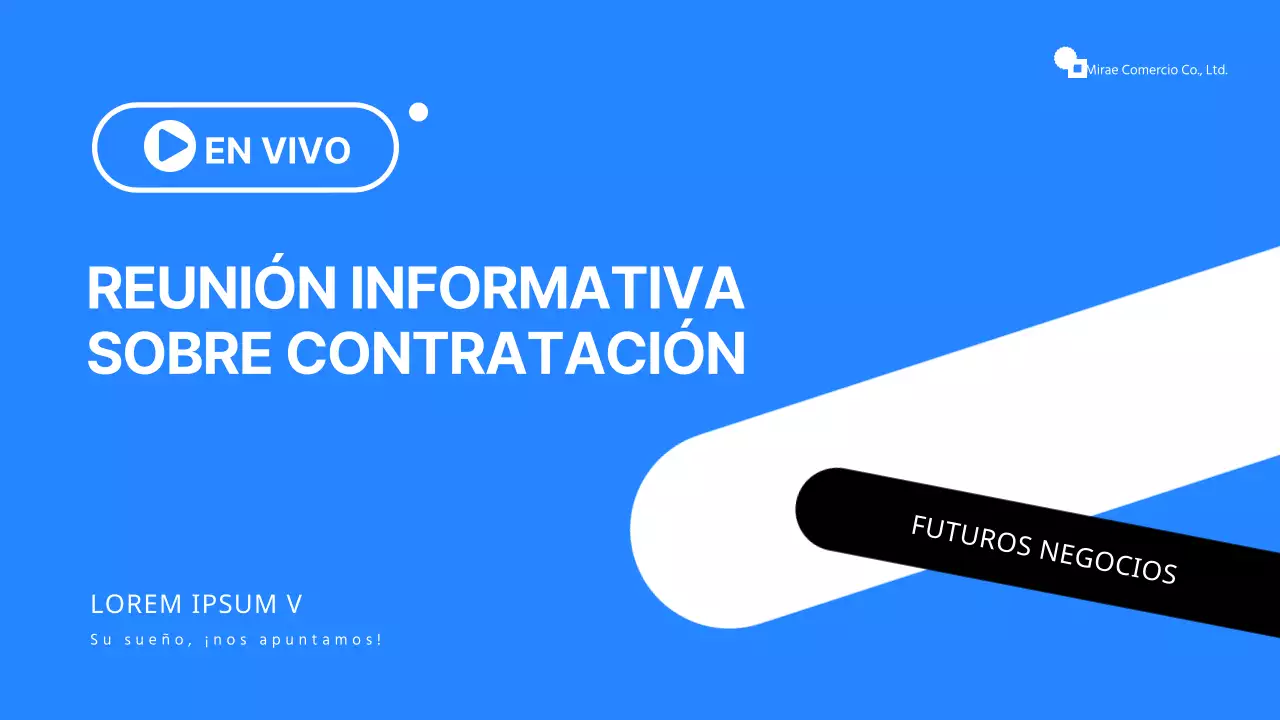 Presentación sencilla de una feria de empleo en línea en azul y blanco