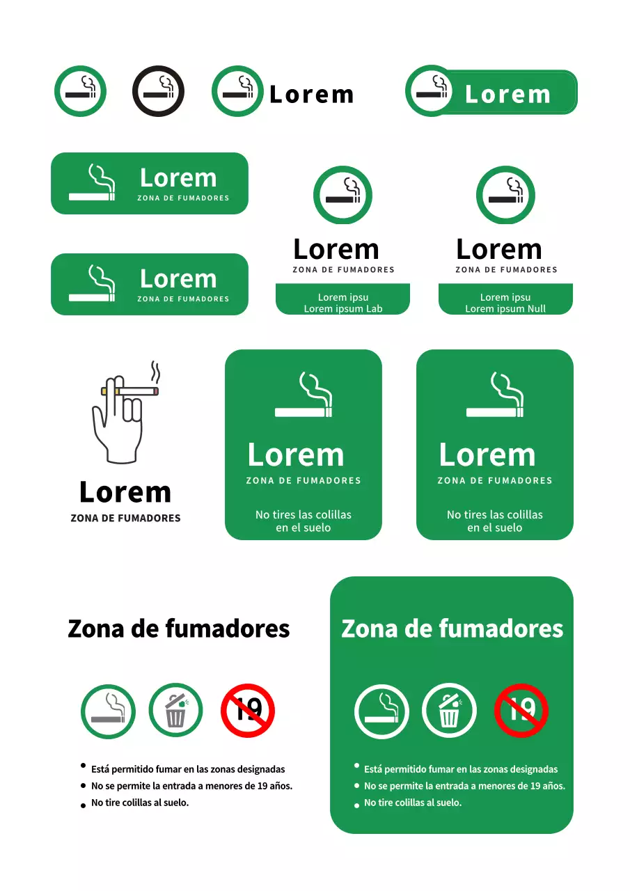 Calcomanía blanca a mano alzada de zona simple para fumadores