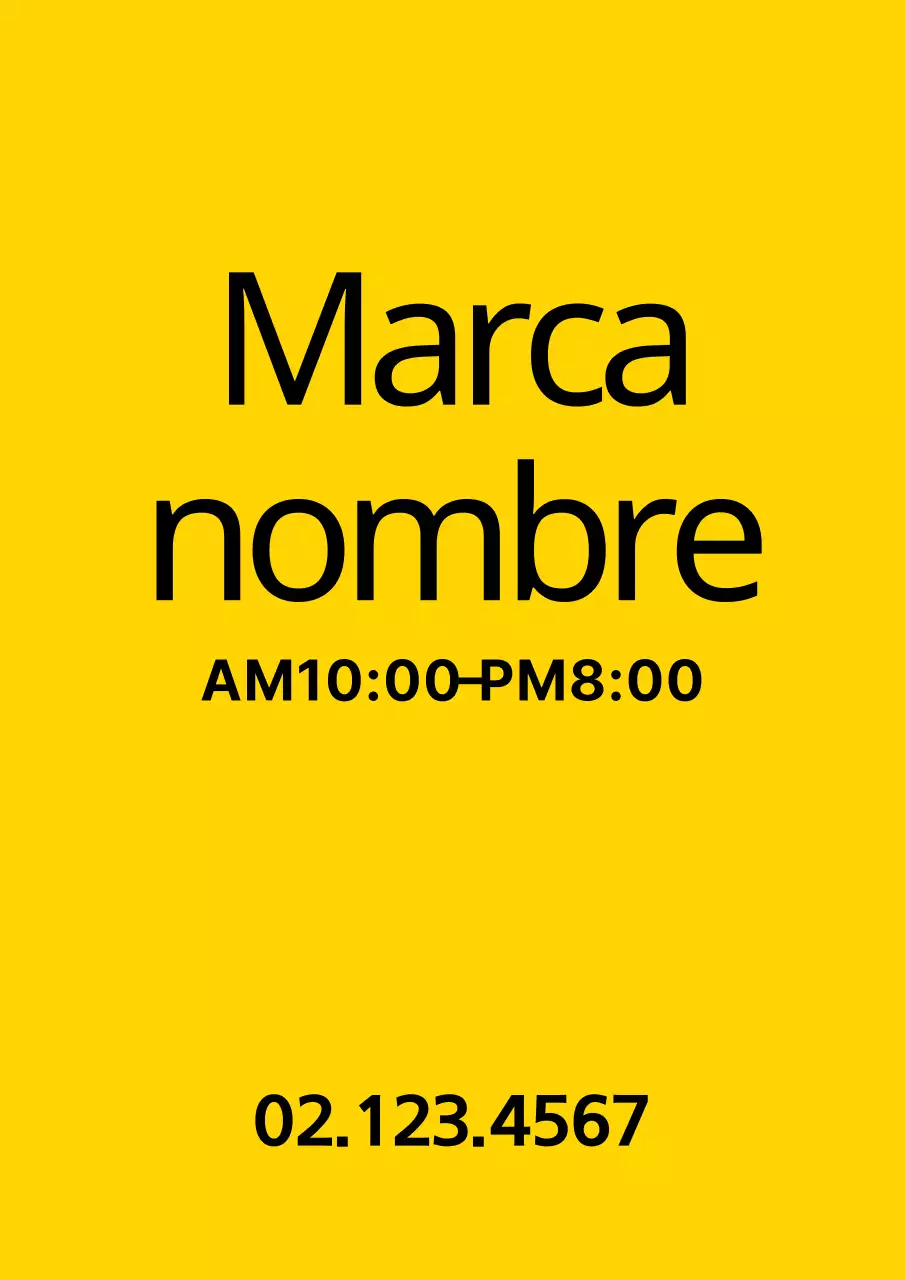 Una sencilla pieza promocional con texto en amarillo y negro