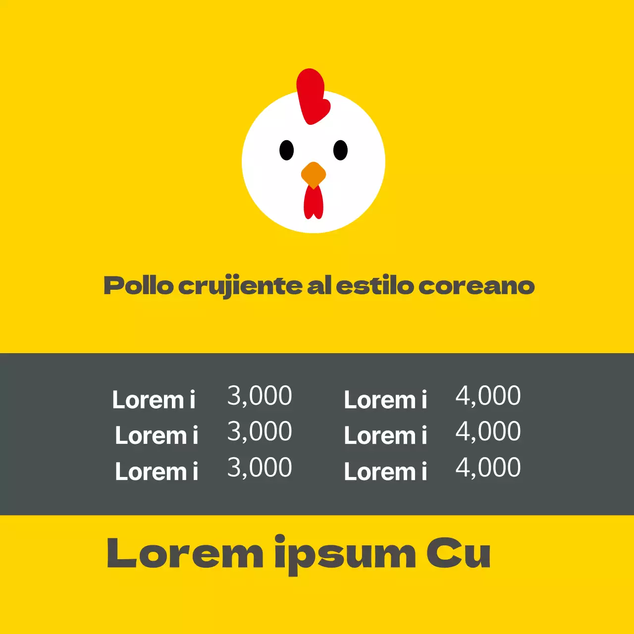 Logotipo amarillo Lindo Restaurante Pollo Gangjeong Promoción