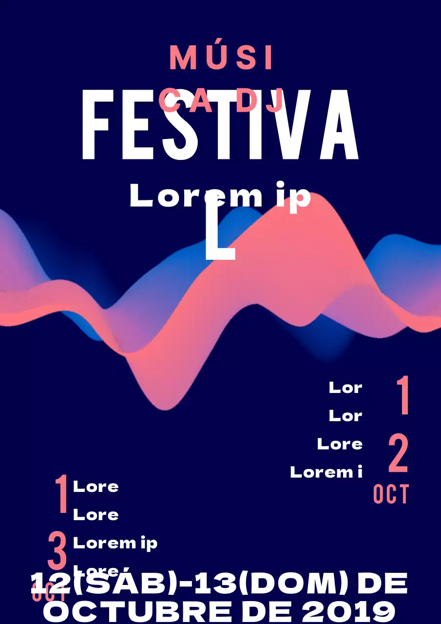 Un bonito festival de música en azul marino y rosa