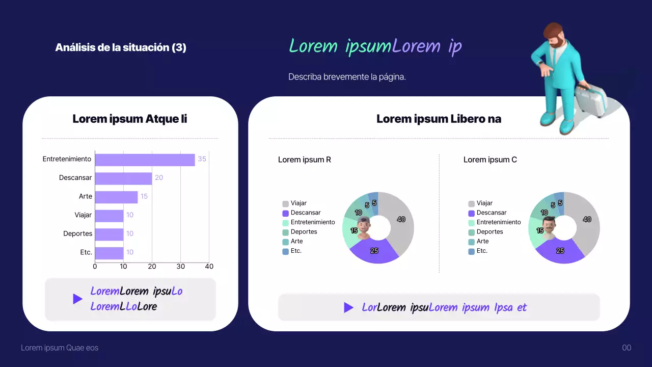 Plan de marketing publicitario ilustrado en 3D en azul (Presentación)