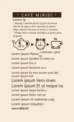 Etiqueta ilustrada de marfil para beber ingredientes de té de café