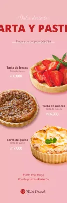 Cartel de cafetería de postres en rosa
