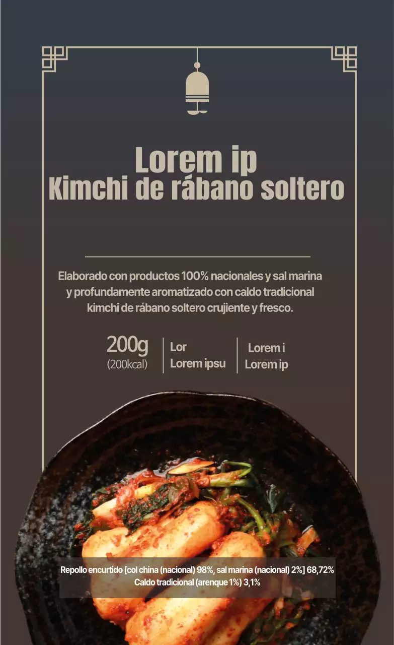 Datos alimentarios del kimchi de rábano soltero