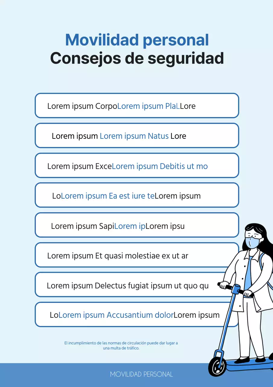 Guía de consejos minimalistas de seguridad en azul claro y azul