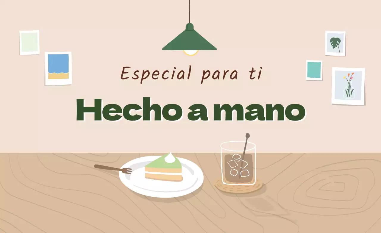 verde beige ilustración interior moderno hogar cafetería evento promoción