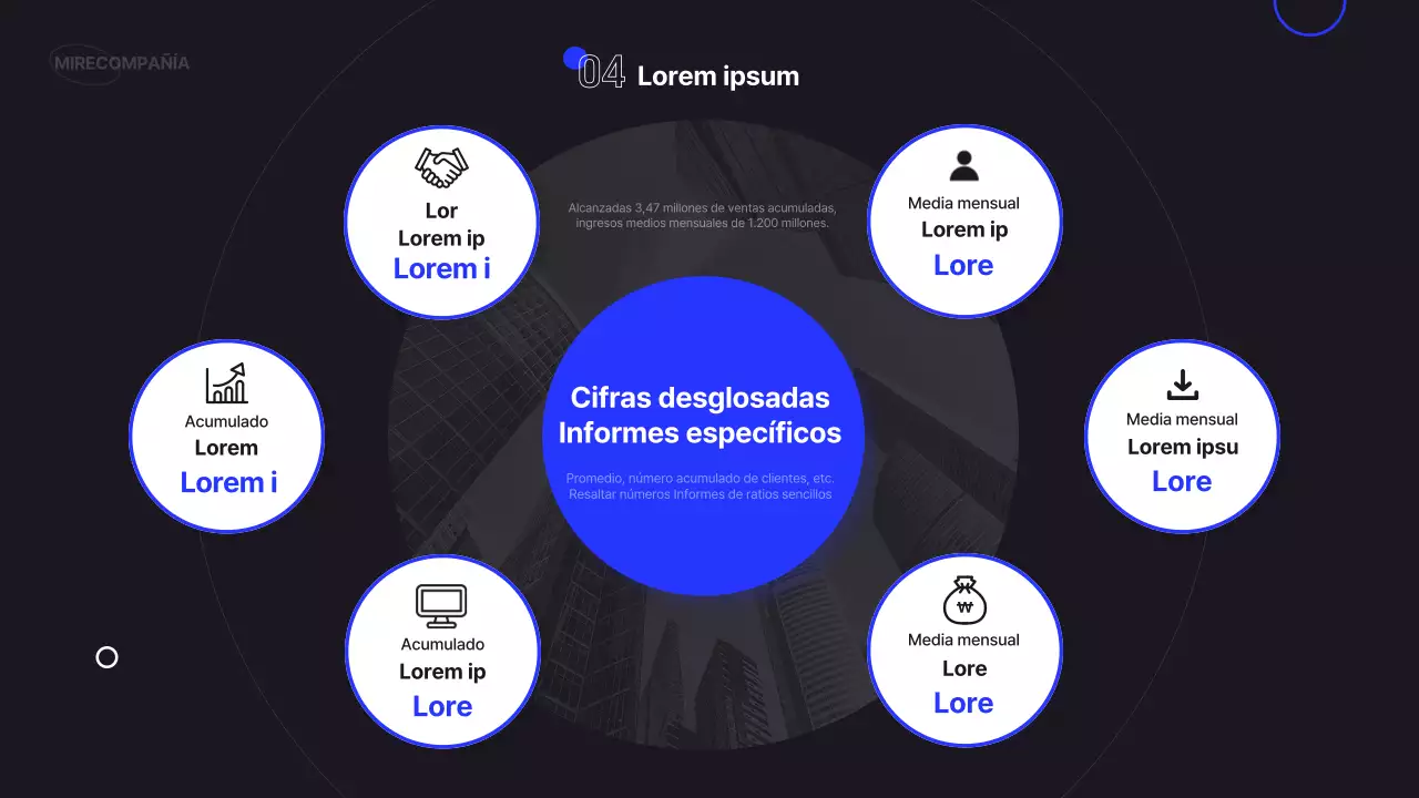 Informe infográfico empresarial sencillo en negro y azul