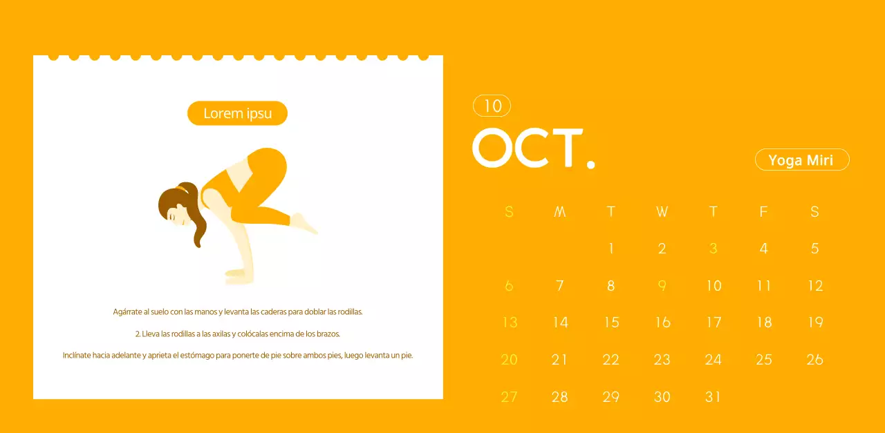 Calendarios naranjas para regalar cuando promocione su estudio de yoga