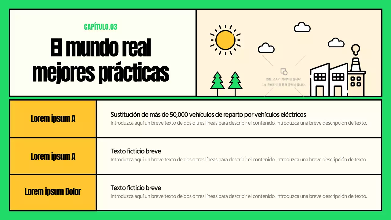 Simpáticas ilustraciones con acentos verdes y amarillos ESG y acción contra el cambio climático
