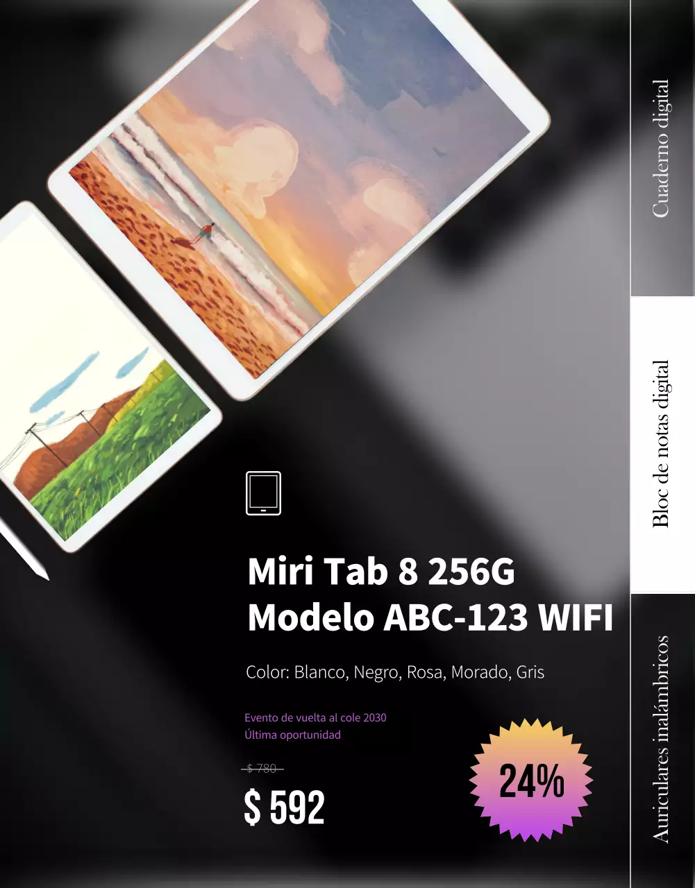 Puntos Morados Regalo Vuelta al Cole Portátil Pad Regalo Digital Ofertas