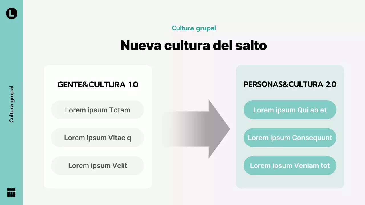 Colateral corporativo moderno en menta y gris, declaración de visión de la empresa, tema para celebraciones y presentaciones