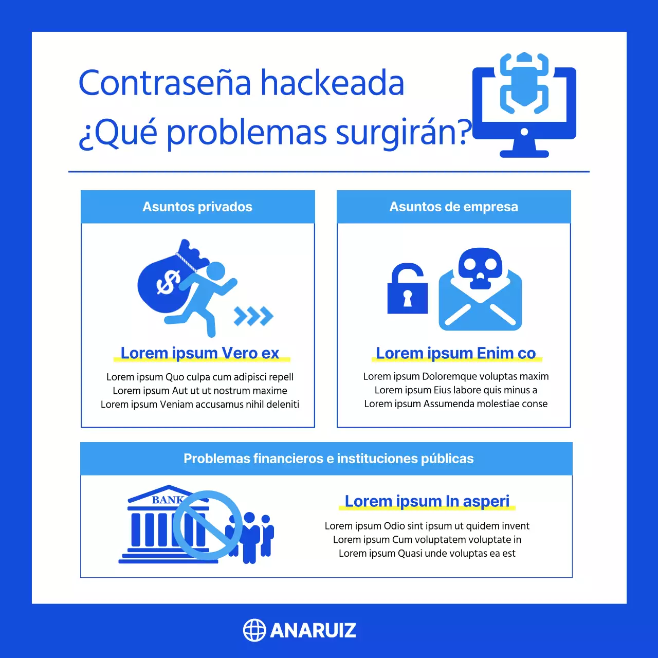 Consejos de combinación de contraseñas de la empresa de la red azul