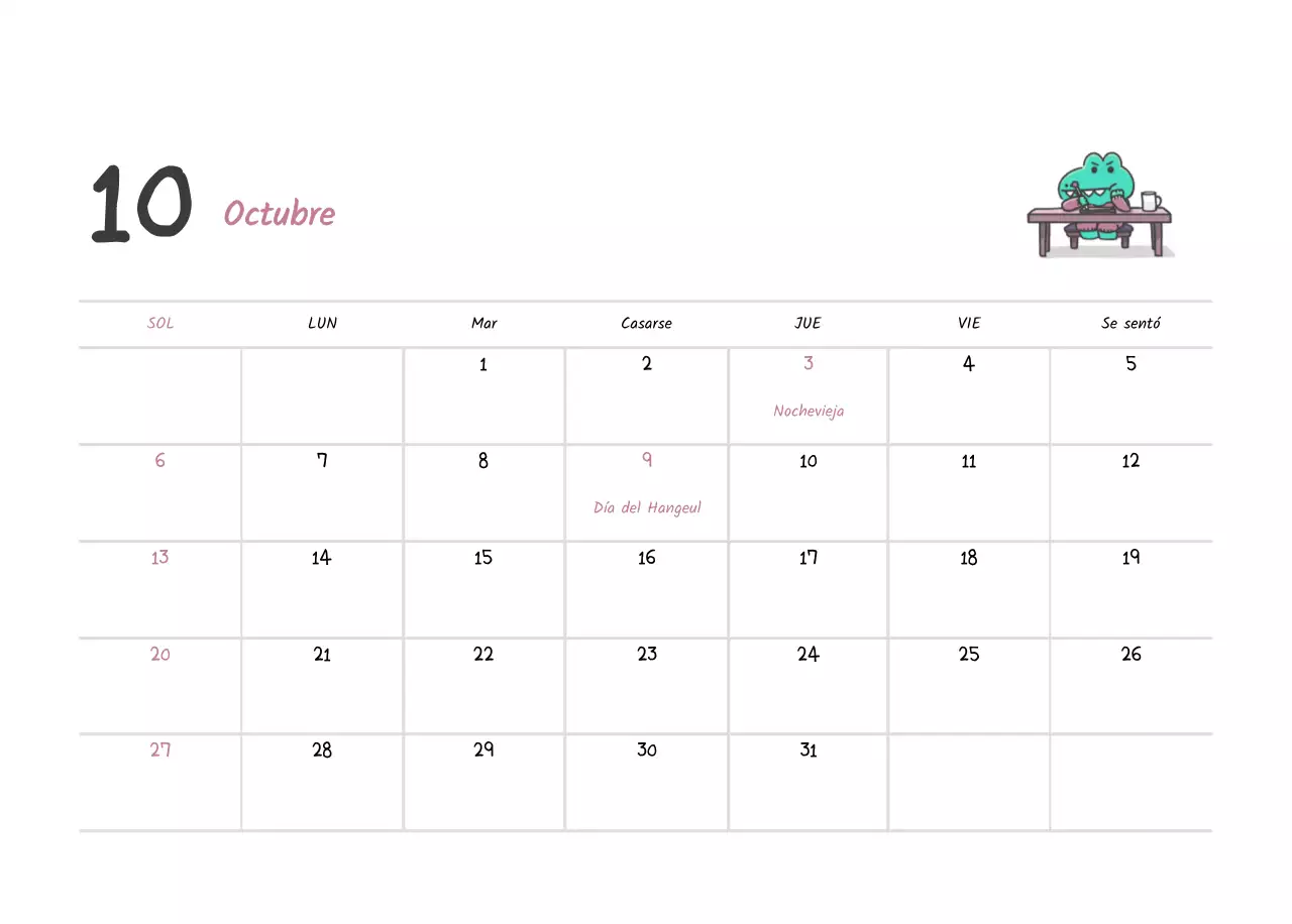 Un calendario con un bonito concepto de ilustración de Argo