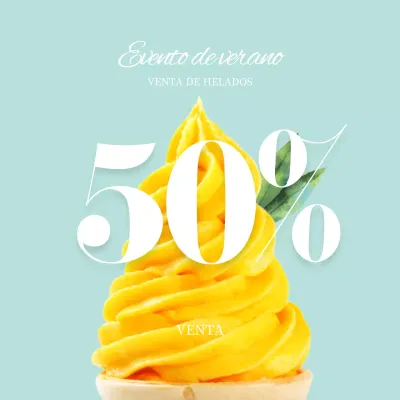 Banderola de venta de helados de verano en menta y amarillo